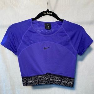 Nike Pro Dri Fit purple crop top short sleeve
